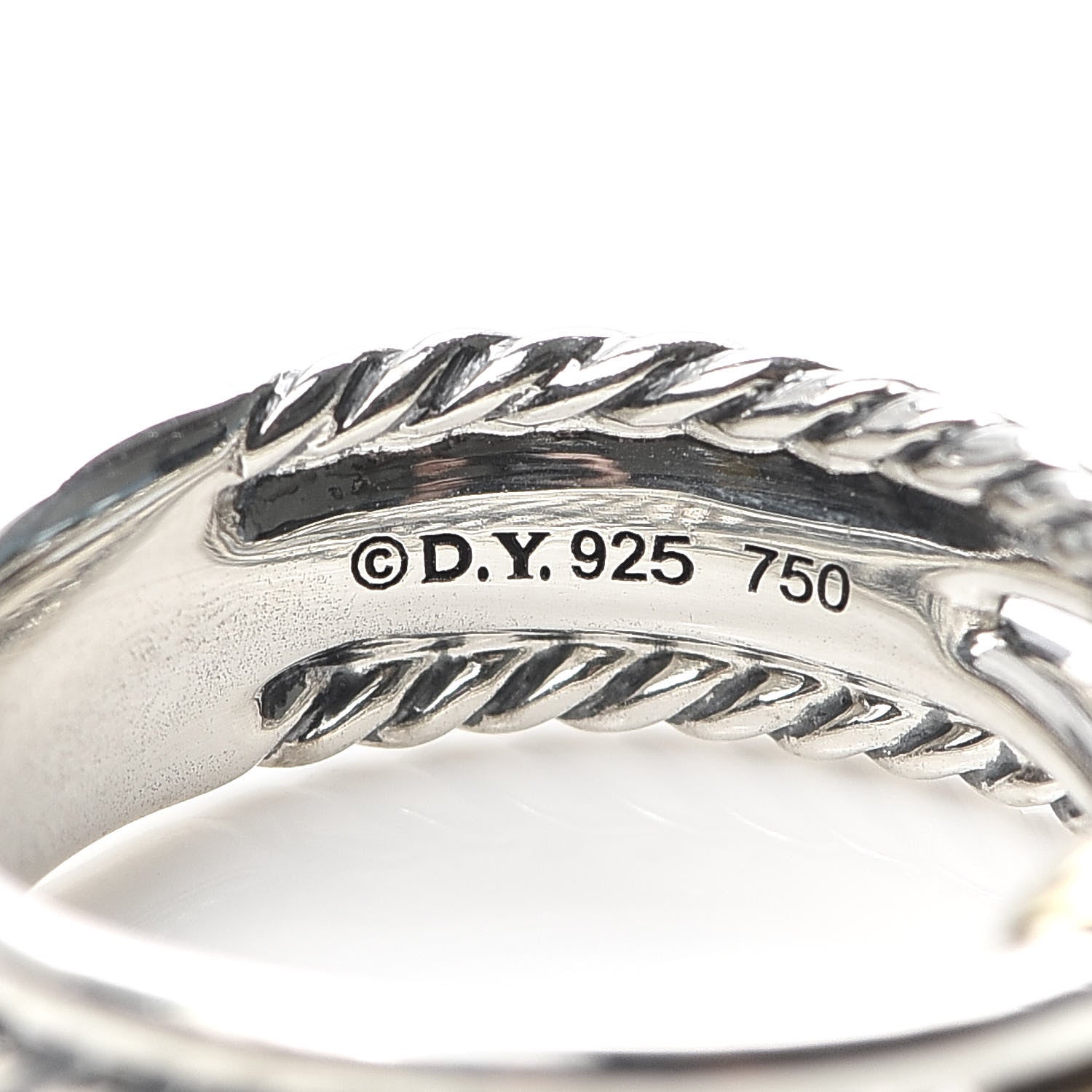 David Yurman Sterling Silver 18K Yellow Gold 6mm X Crossover Ring 50 5.25 5 of 5