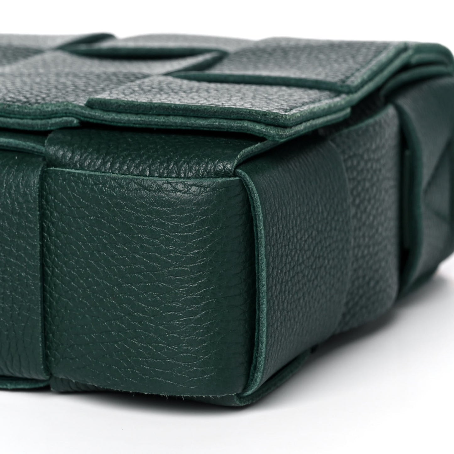 Grained Calfskin Maxi Intrecciato Cassette Crossbody Bag Raintree Green