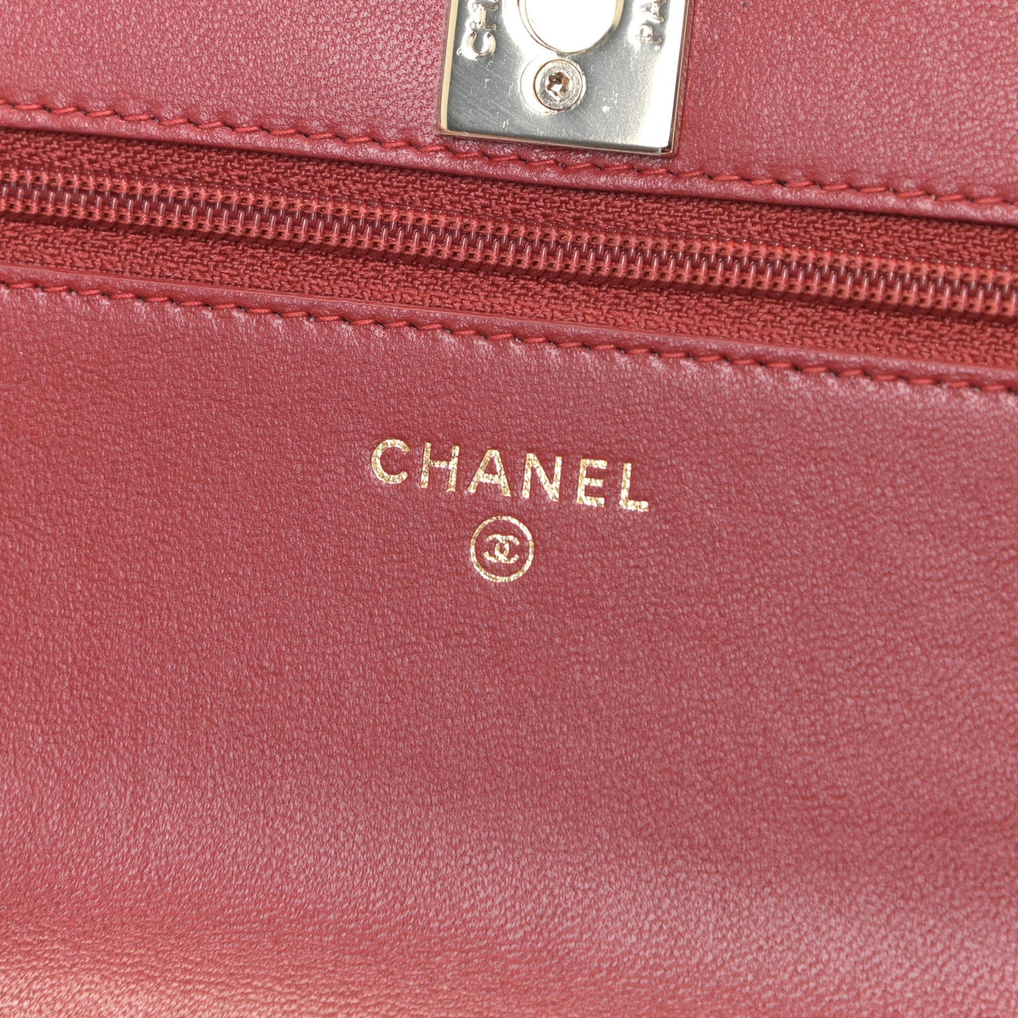 Lambskin Quilted Trendy CC Wallet On Chain WOC Red