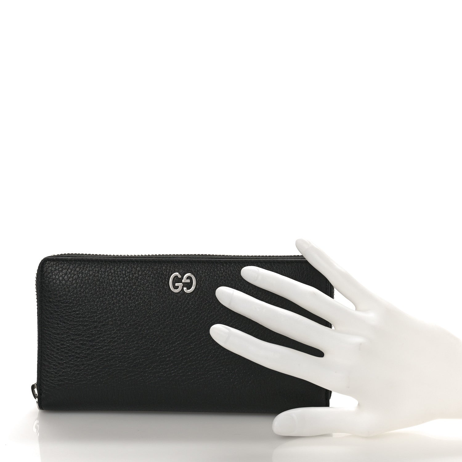 Gucci Pebbled Calfskin Dorian Zip Around Wallet Black 2 of 8