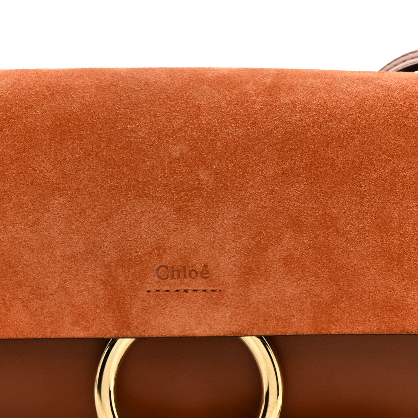 Suede Calfskin Small Faye Shoulder Bag Tobacco