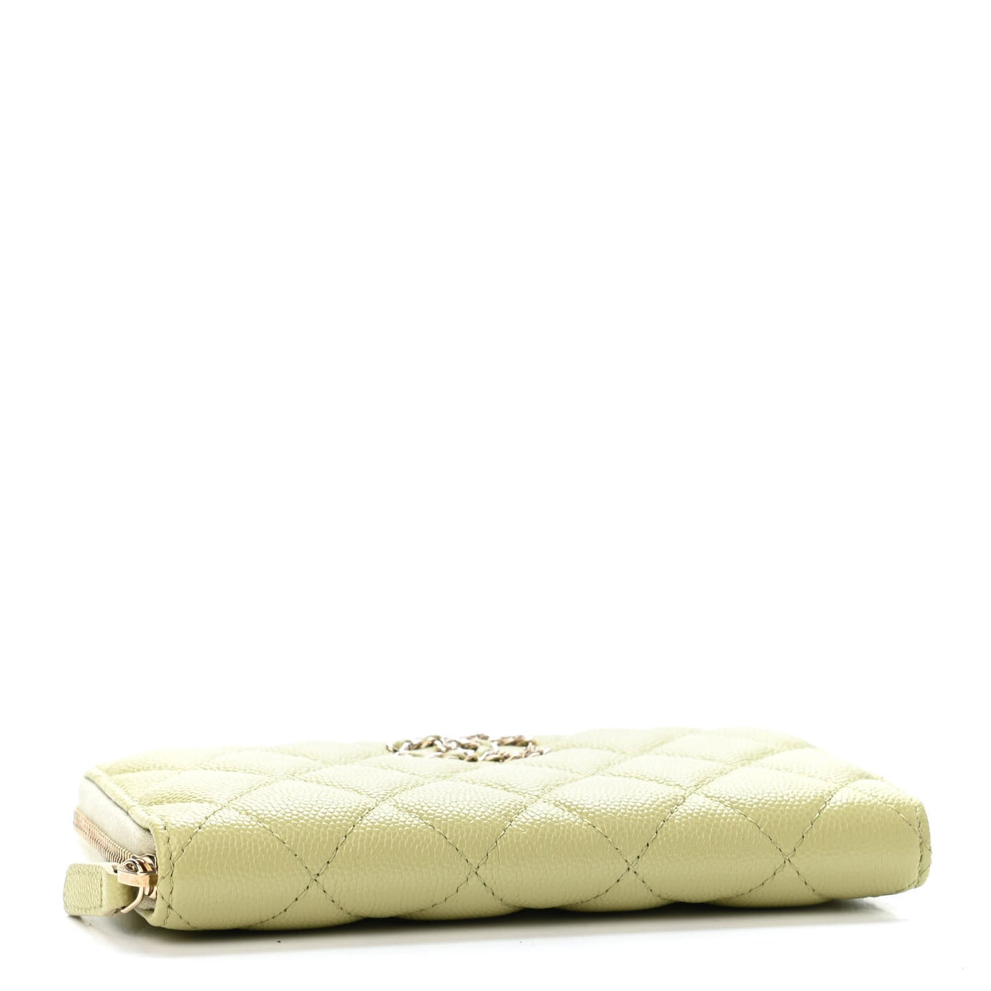 Caviar Quilted Small French New Wave Zip Around Wallet Light Green