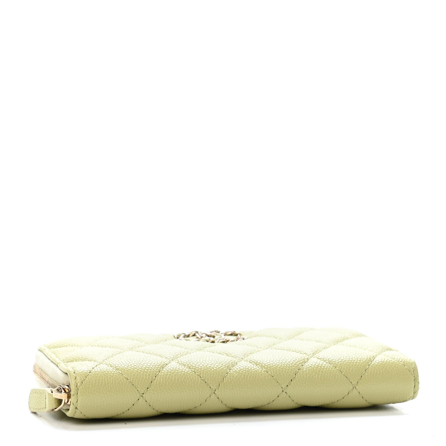 Chanel Caviar Quilted Small French New Wave Zip Around Wallet Light Green 3 of 4