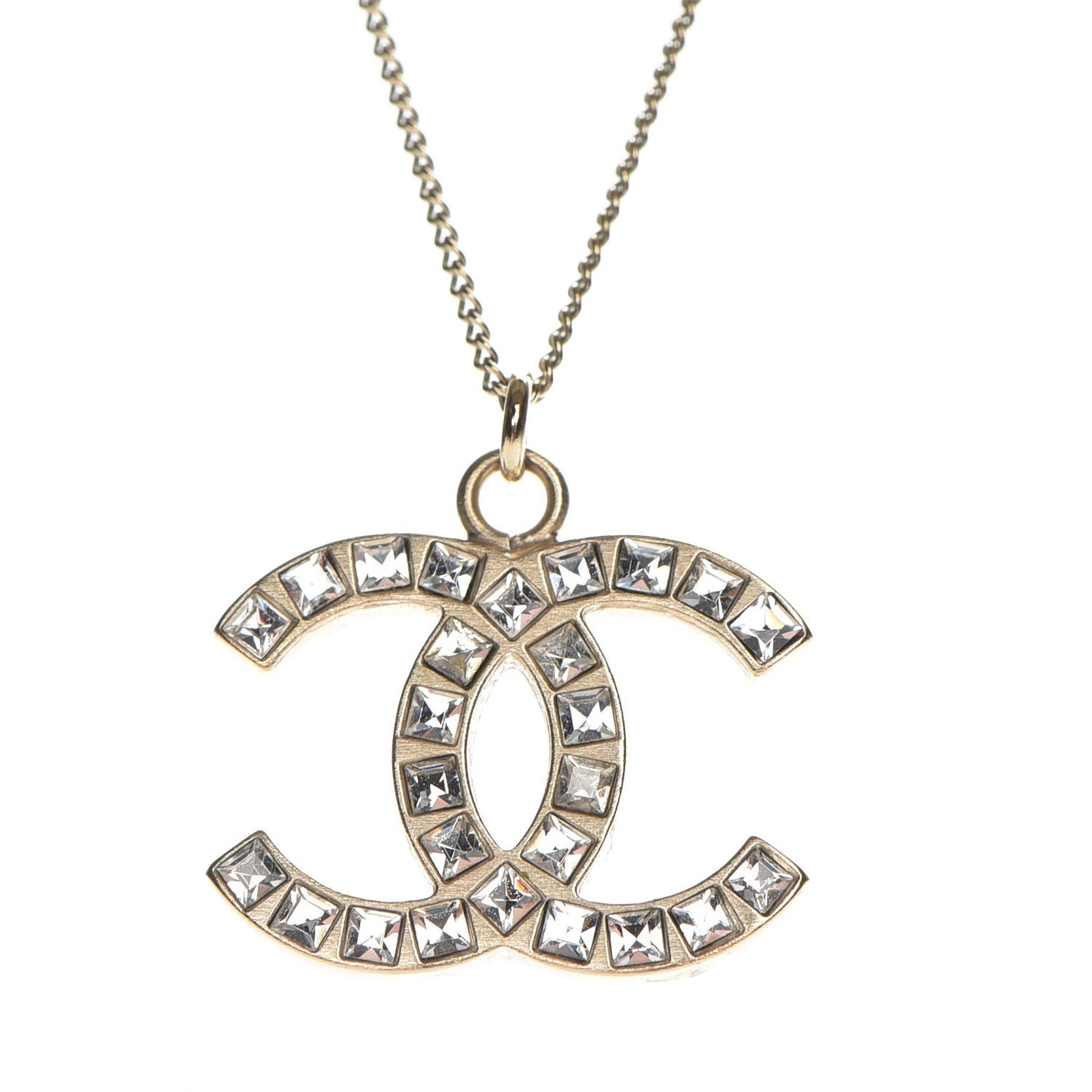 Baguette Crystal CC Necklace Gold