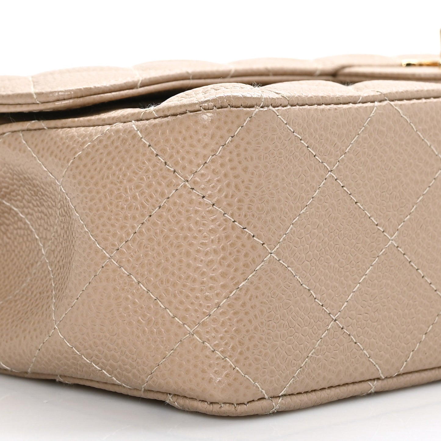 Caviar Quilted Medium Double Flap Dark Beige