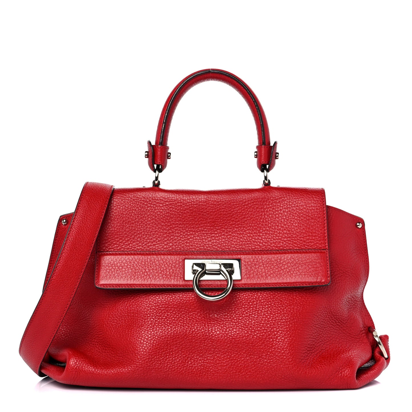 Grained Calfskin Sofia Satchel Red