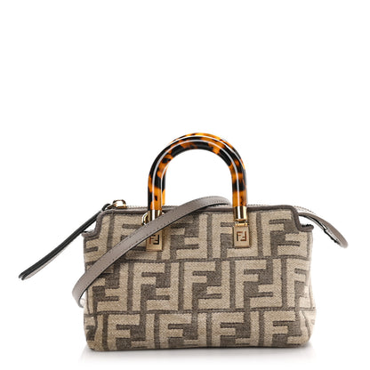Fendi Chenille Vitello King Plexiglass FF Mini By The Way Top Handle Boston Bag Tortora Nuvola 1 of 9