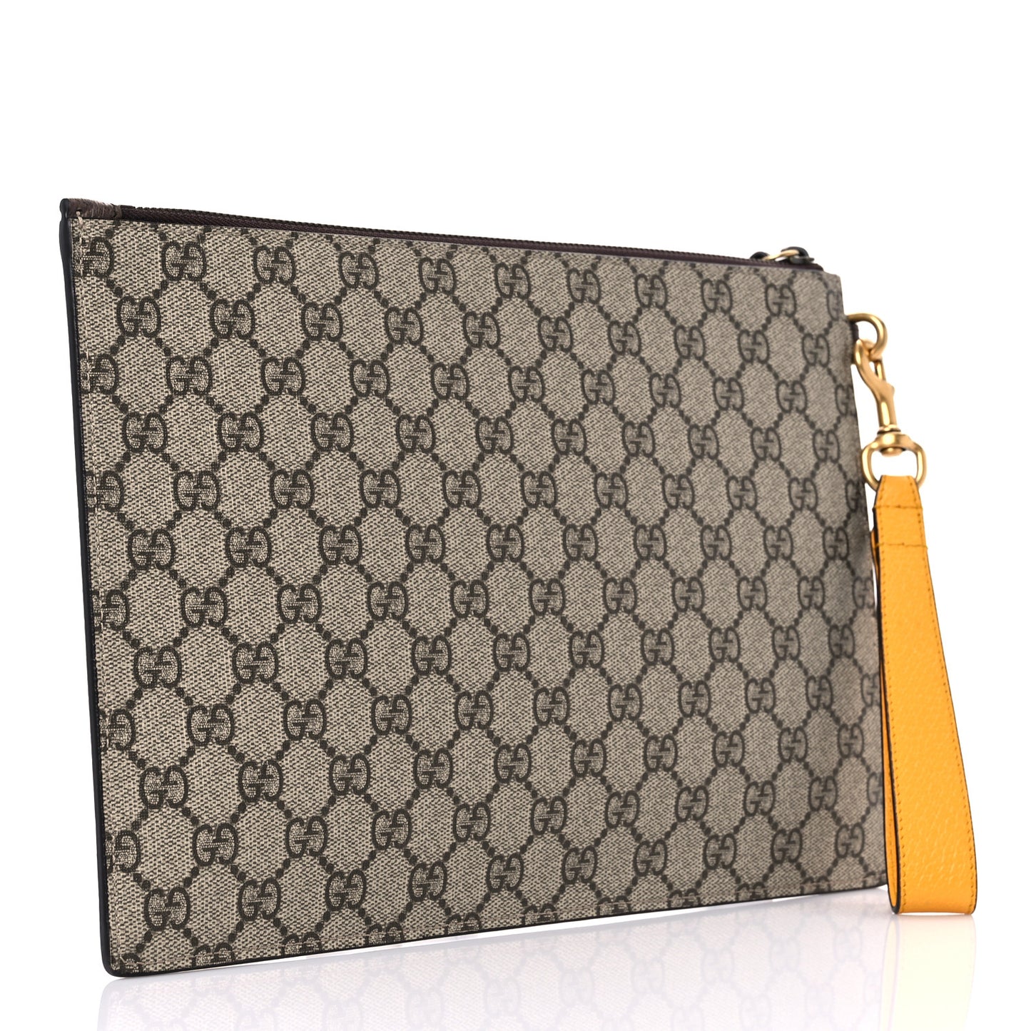GG Supreme Monogram Neo Vintage Zip Wristlet Pouch Beige New Acero Crop