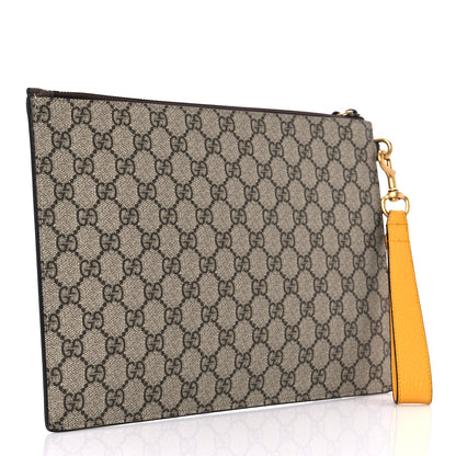 Gucci GG Supreme Monogram Neo Vintage Zip Wristlet Pouch Beige New Acero Crop 4 of 11