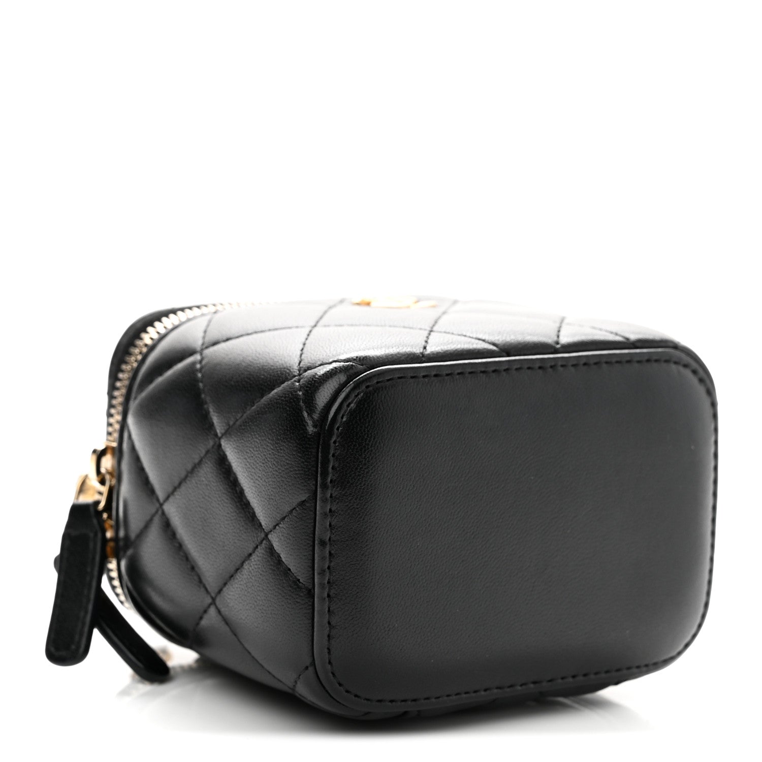 Chanel Lambskin Quilted Mini Pearl Crush Vanity Case With Chain Black 4 of 10