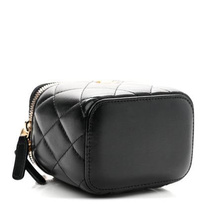 Chanel Lambskin Quilted Mini Pearl Crush Vanity Case With Chain Black 4 of 10