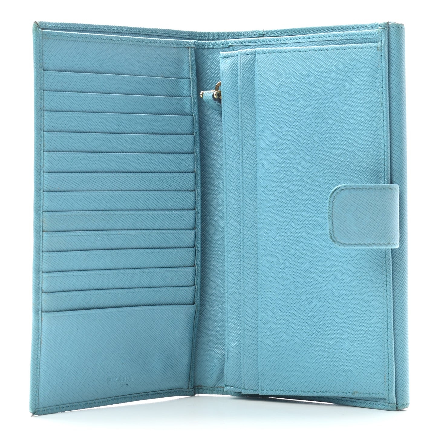 Saffiano Metal Continental Flap Wallet Turchese