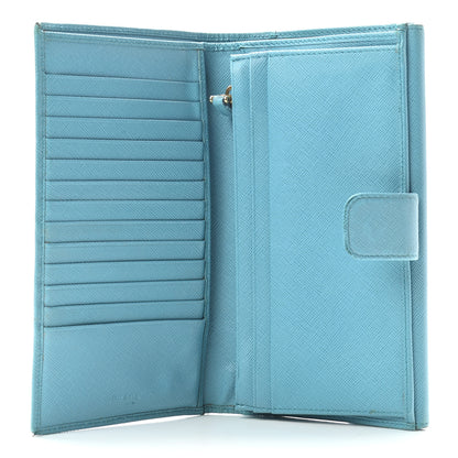 Prada Saffiano Metal Continental Flap Wallet Turchese 6 of 13