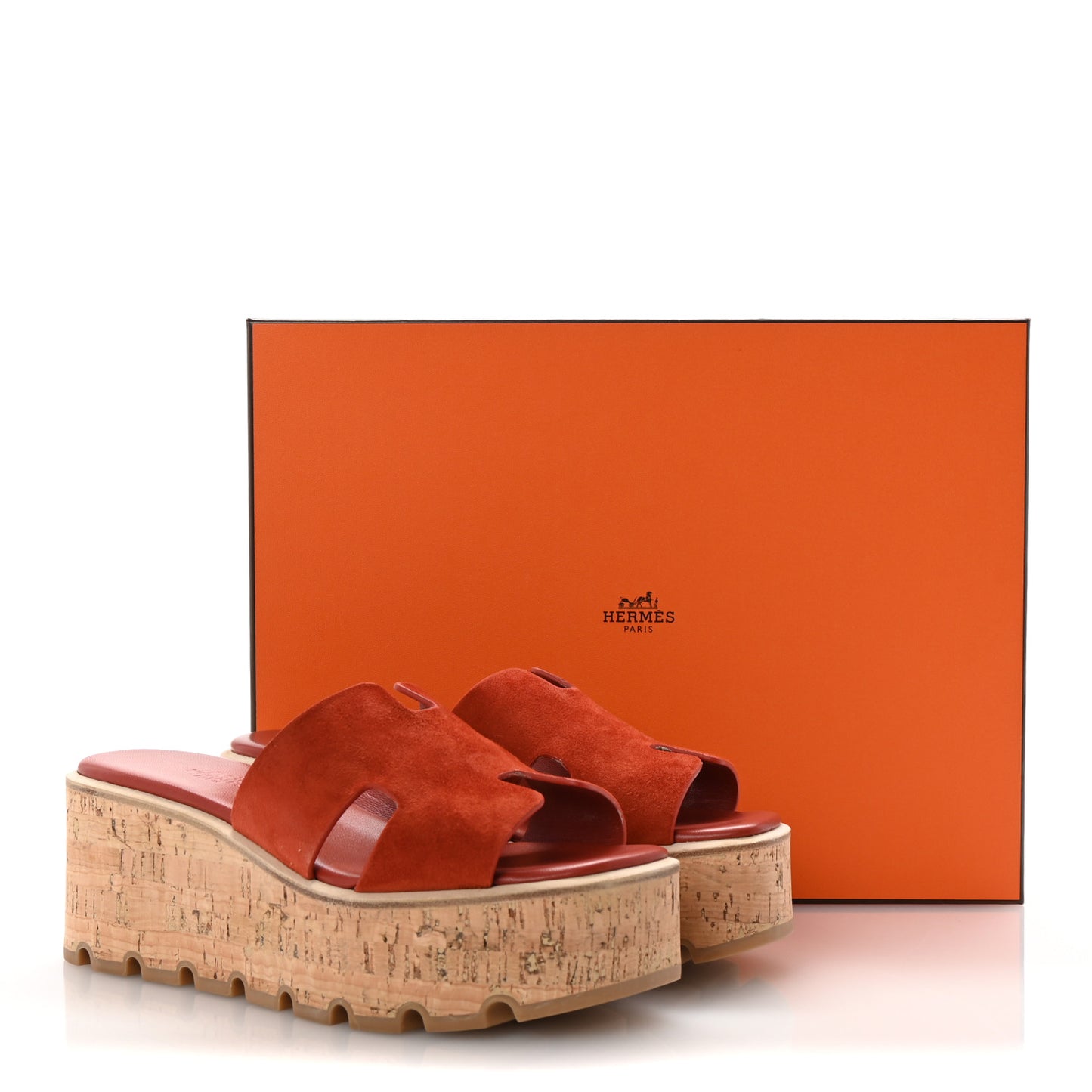 Suede Goatskin Cork Eze 30 Sandals 37 Orange Brulee