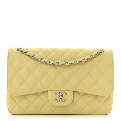 Chanel Caviar Quilted Jumbo Double Flap Yellow 1 of 13