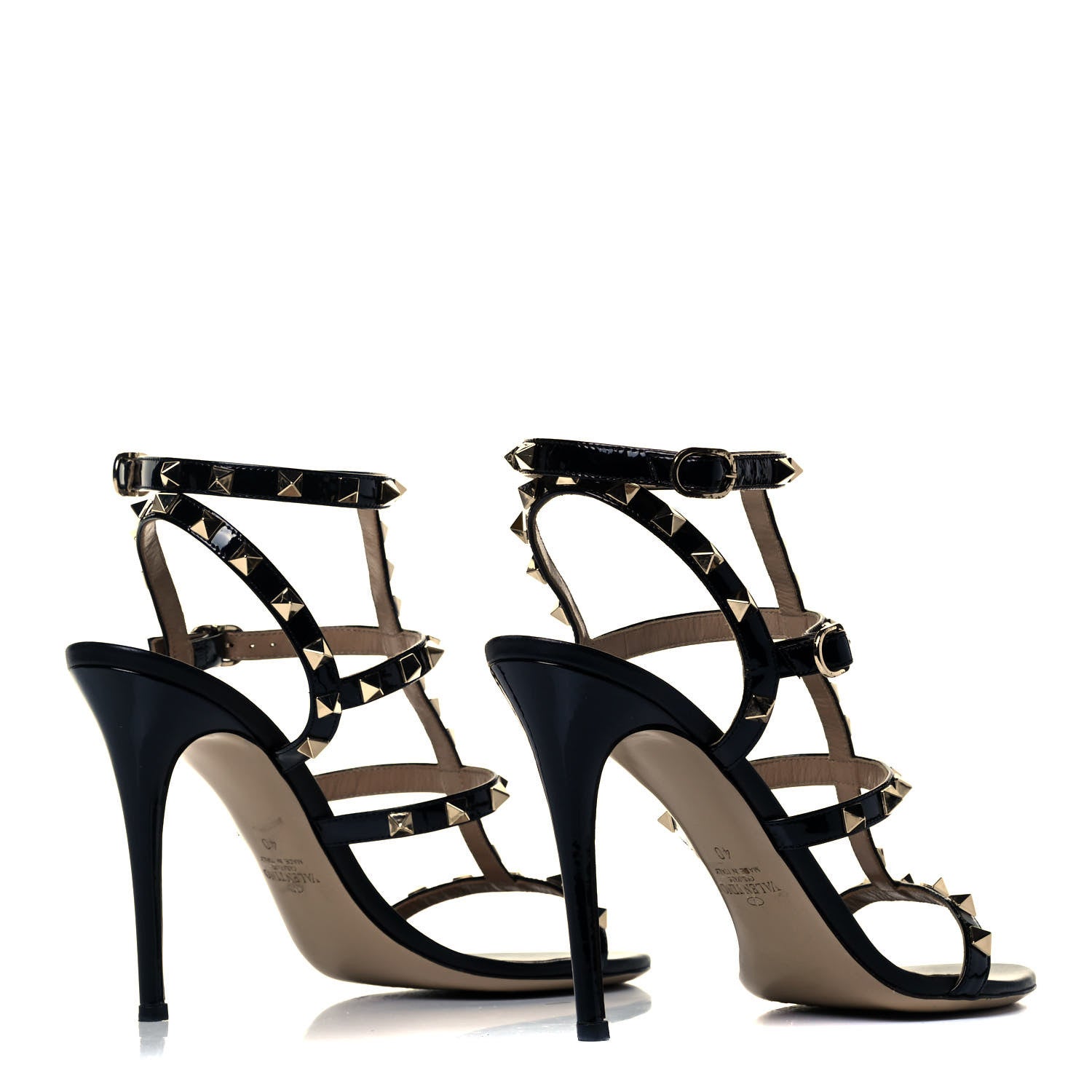 Valentino Garavani Patent Rockstud Gladiator 105mm Sandals 40 Black 4 of 8
