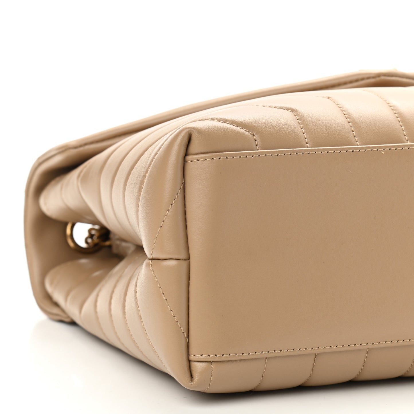 Calfskin Y Quilted Monogram Medium Loulou Chain Satchel Dark Latte
