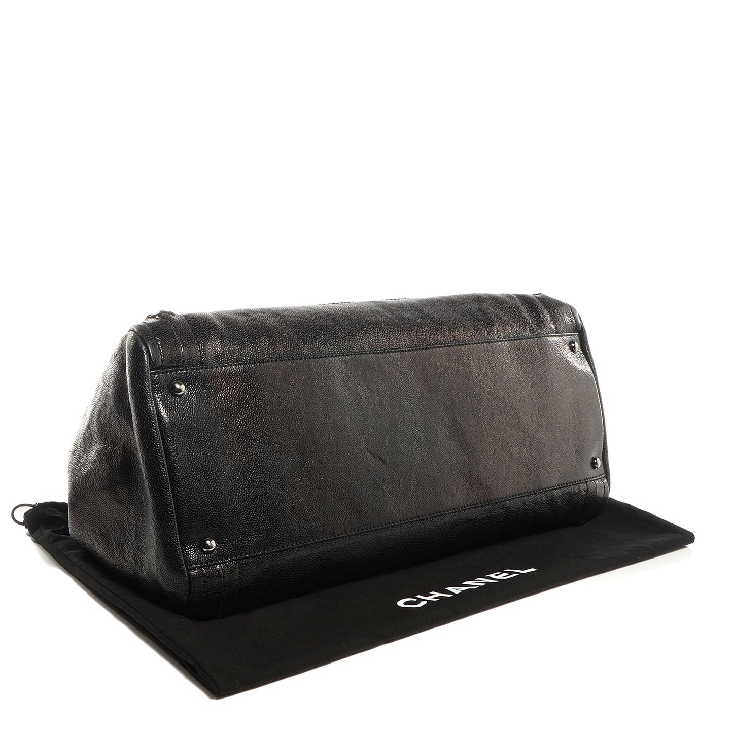 Glazed Caviar East West Modern Chain Tote Black