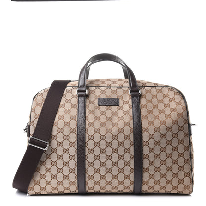 Gucci Monogram Dollar Calfskin Boston Duffle Bag Beige Ebony Testa di Moro Marrone Scuro 1 of 12