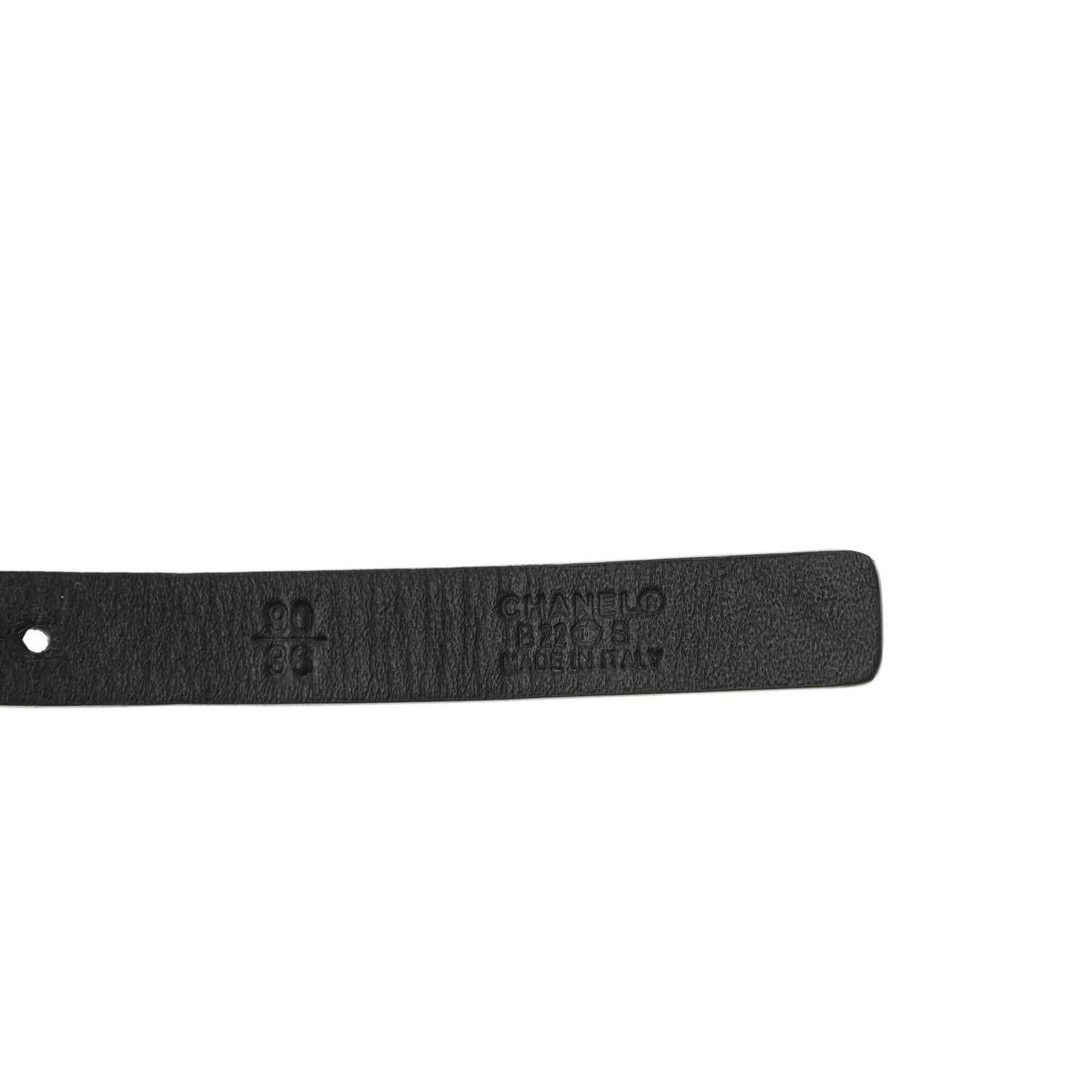 Calfskin Metal CC Chain Belt 90 36 Black