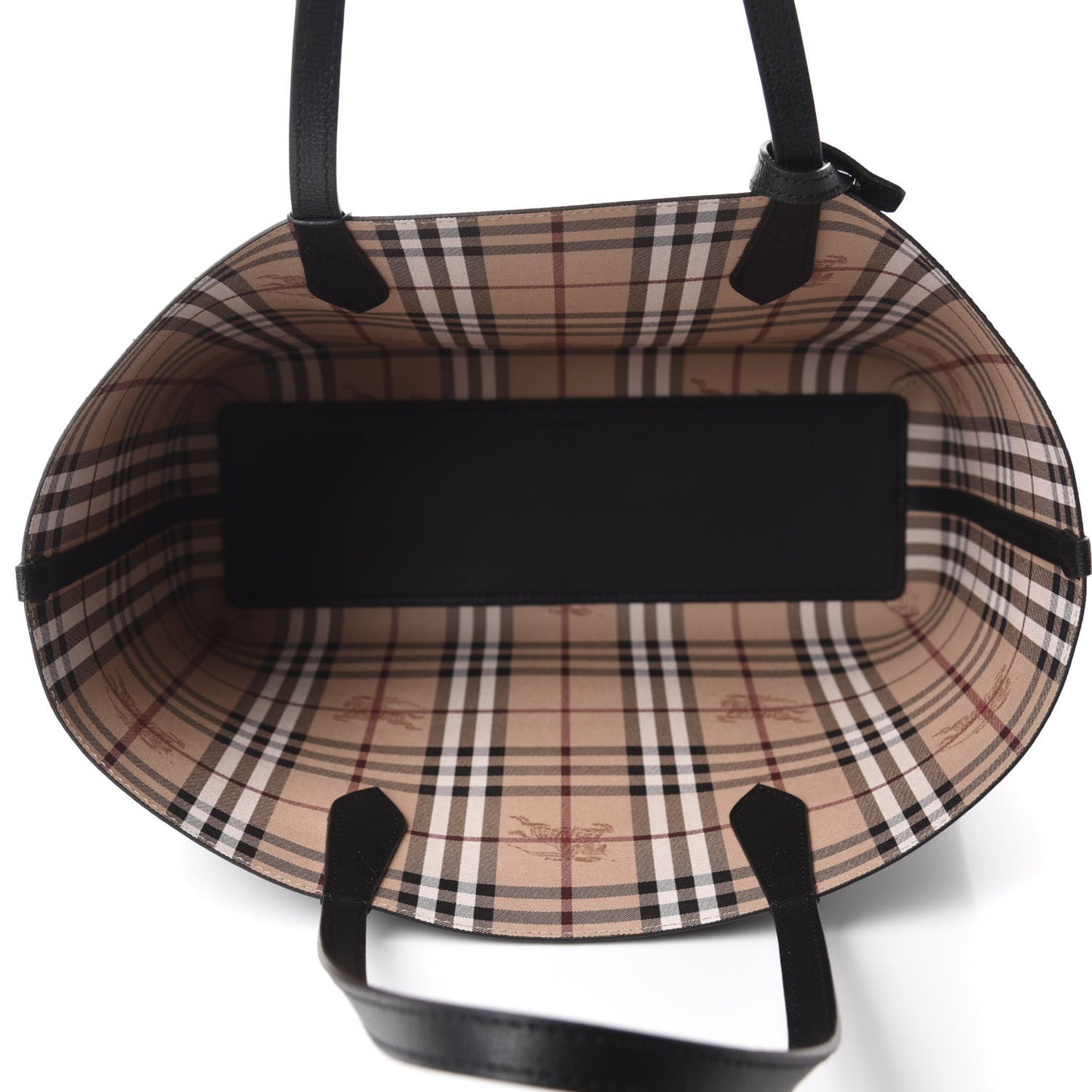 Grainy Calfskin Haymarket Check Medium Reversible Tote Black