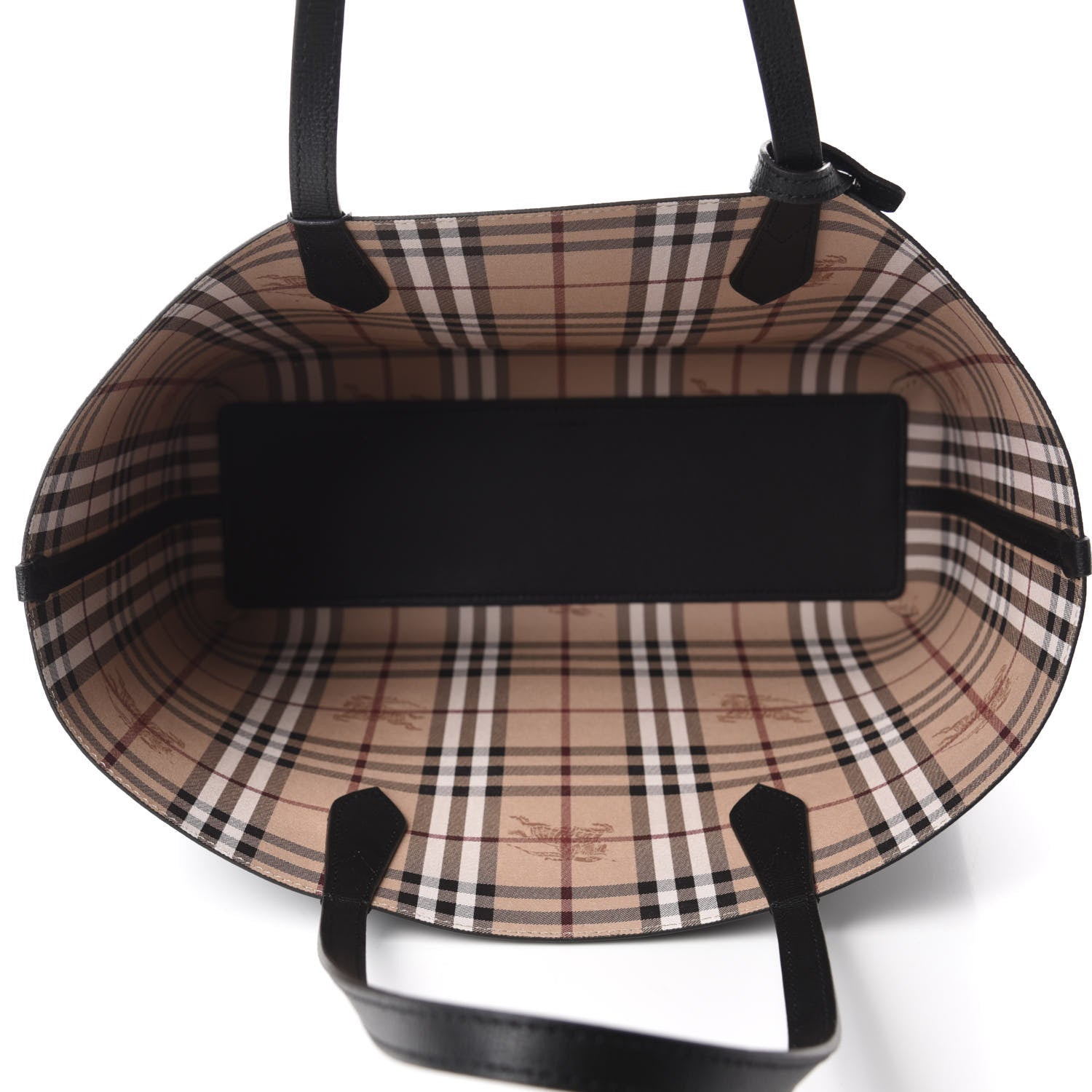 Burberry Grainy Calfskin Haymarket Check Medium Reversible Tote Black 5 of 16
