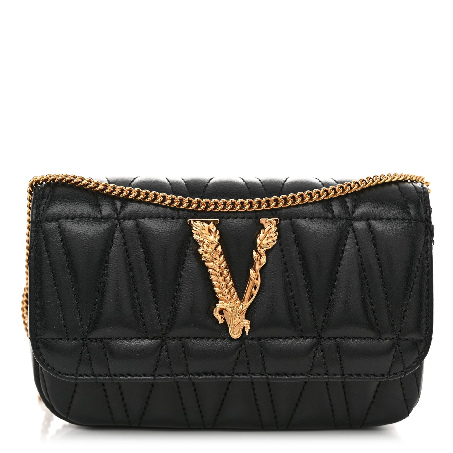 Nappa Quilted Virtus Evening Bag Black
