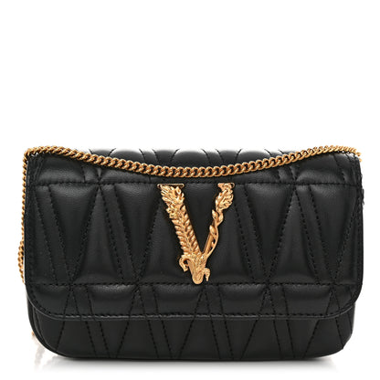 Versace Nappa Quilted Virtus Evening Bag Black 1 of 9