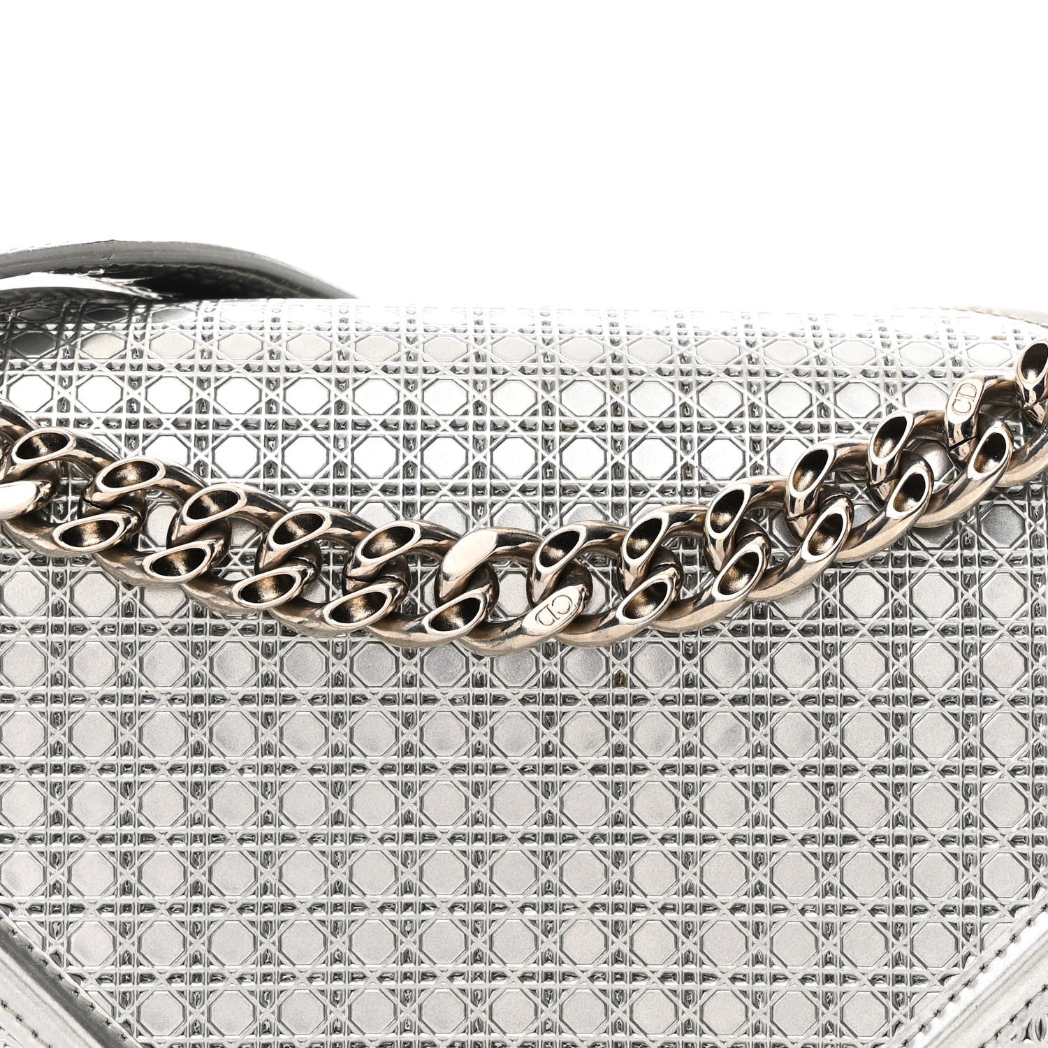 Christian Dior Metallic Patent Micro-Cannage Medium Diorama Flap Bag Silver 7 of 10