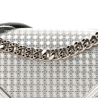 Christian Dior Metallic Patent Micro-Cannage Medium Diorama Flap Bag Silver 7 of 10