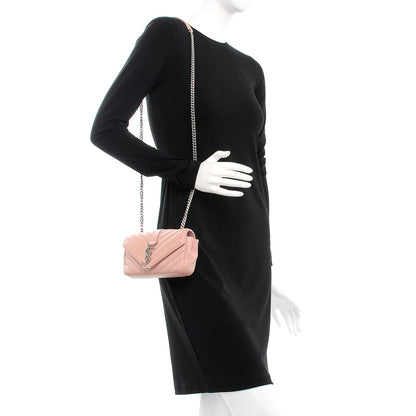 Saint Laurent Sheepskin Matelasse Chevron Monogram Classic Baby Chain Bag Pale Pink 2 of 8