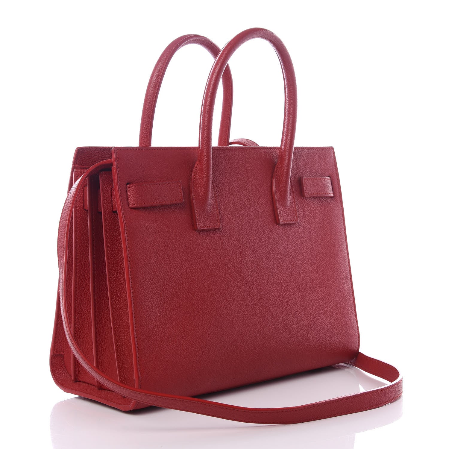 Saint Laurent Grained Calfskin Baby Sac De Jour Lipstick Red 2 of 8