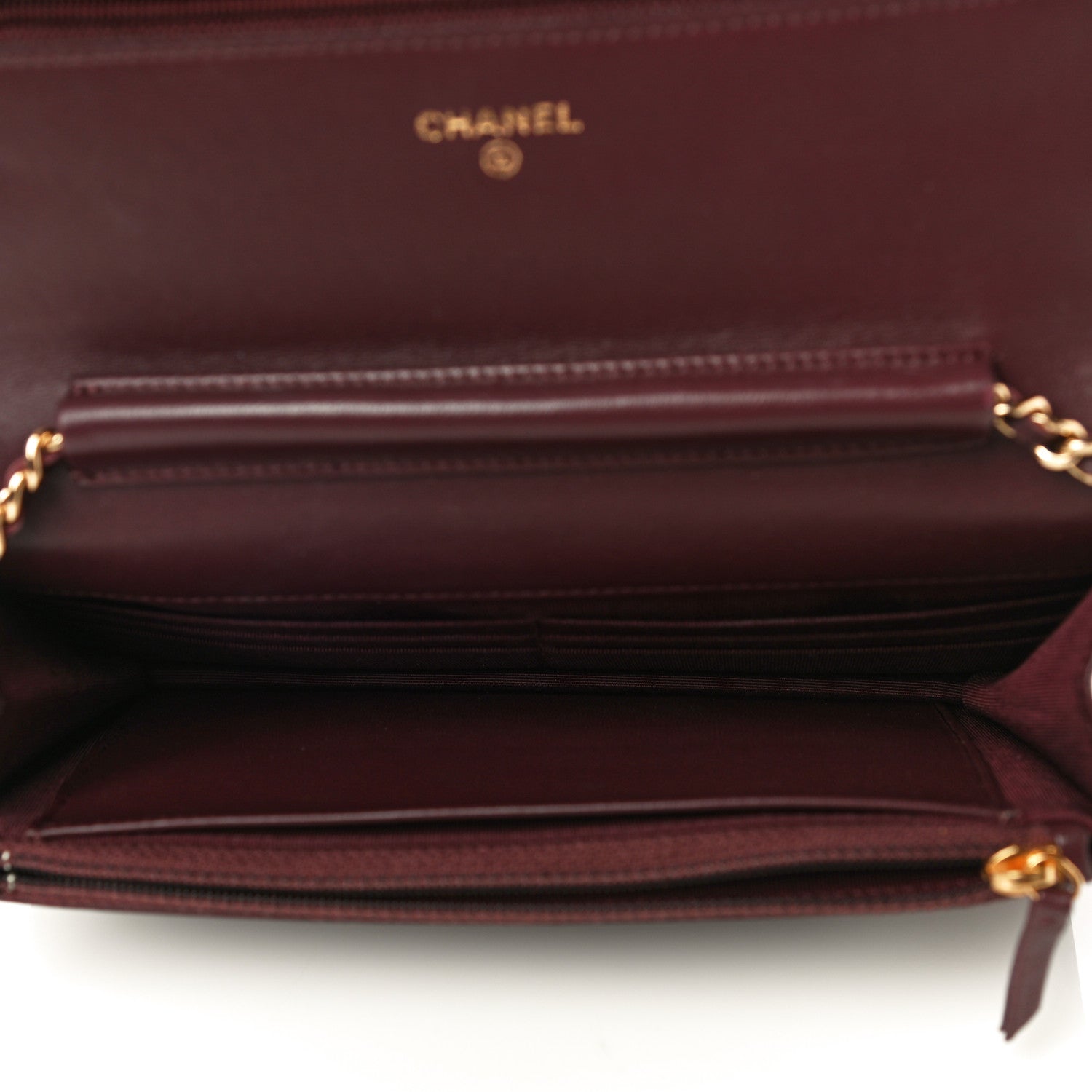 Chanel Lambskin Quilted Wallet On Chain WOC Burgundy 5 of 12
