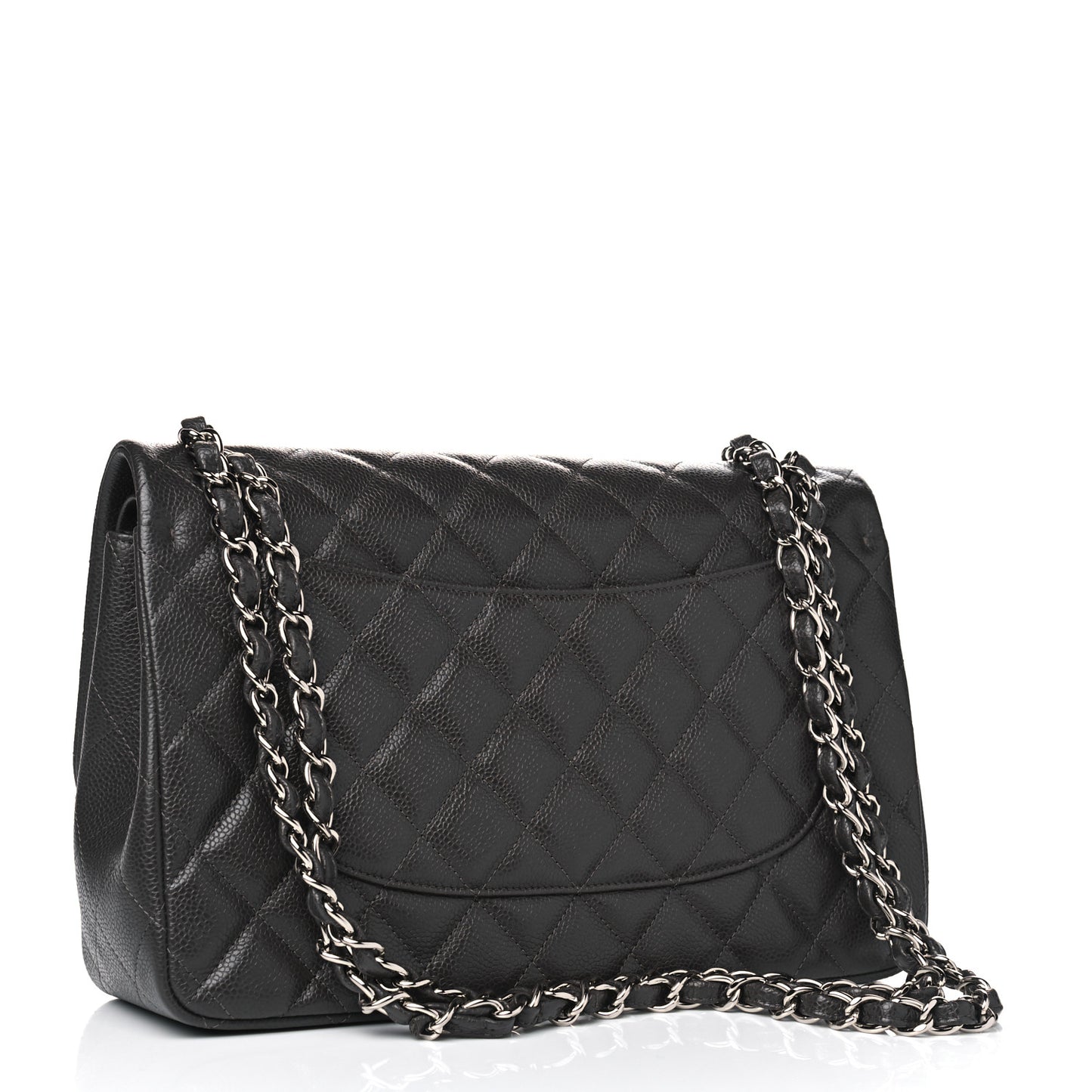 Caviar Quilted Jumbo Double Flap Dark Charcoal