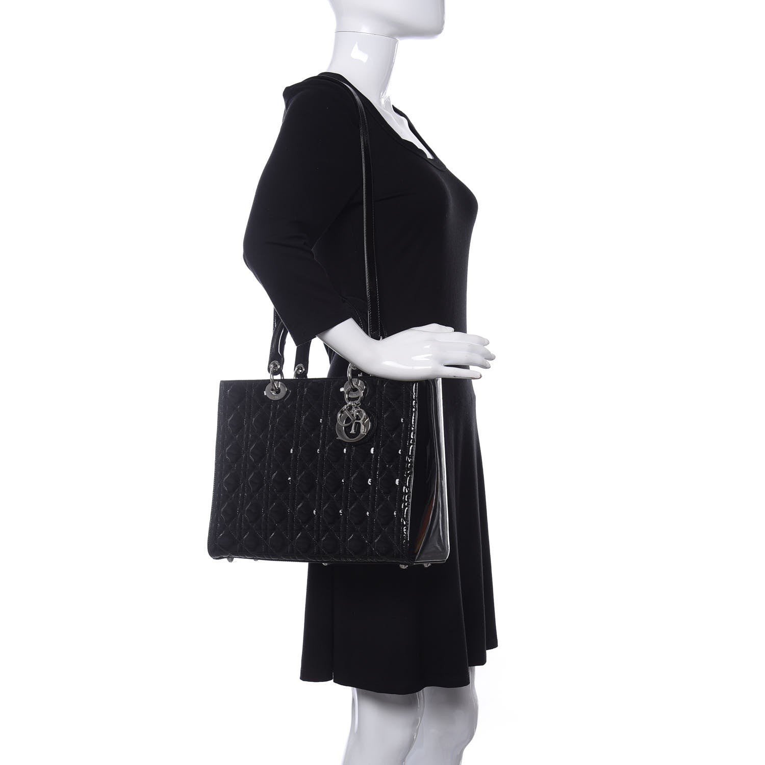 Christian Dior Patent Cannage Large Lady Dior Black 2 of 11