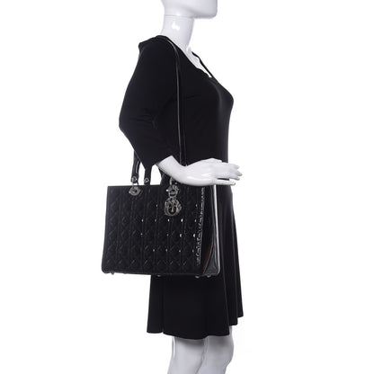Christian Dior Patent Cannage Large Lady Dior Black 2 of 11