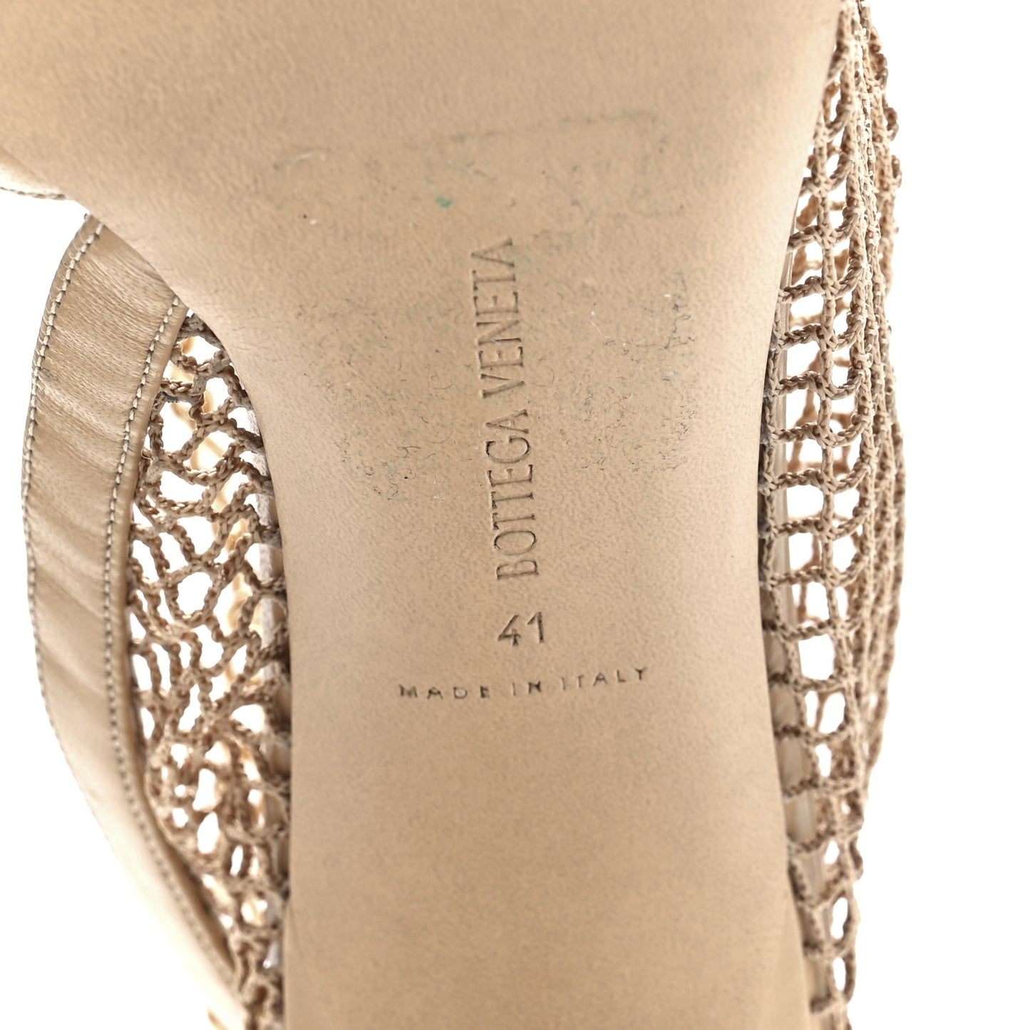 Mesh Nappa Chunky Chain Sandals 41 Beige Pony