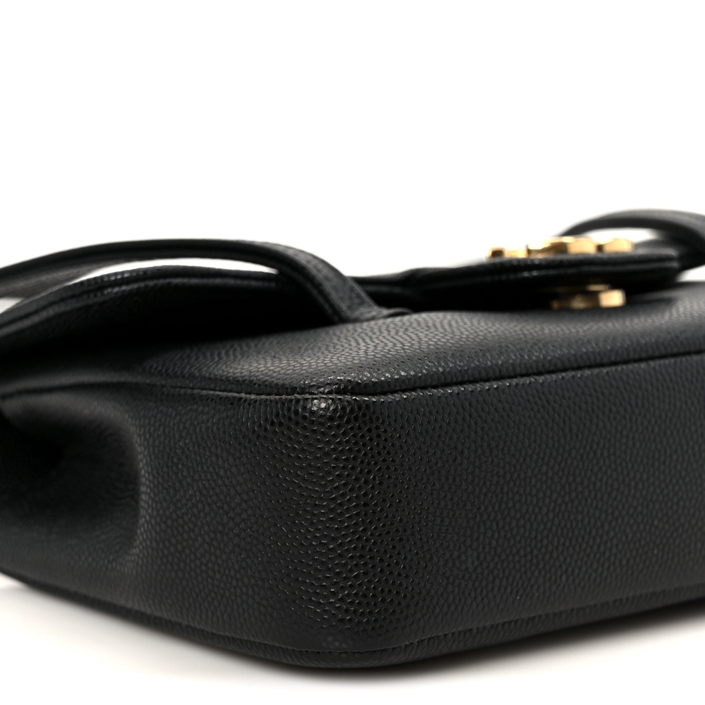 Shiny Caviar Mini Preppy Coco Shoulder Bag Black
