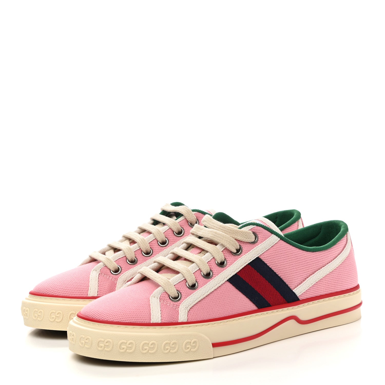 Gucci Canvas Web Womens 1977 Tennis Sneakers 37.5 Wild Rose Mystic White 3 of 8
