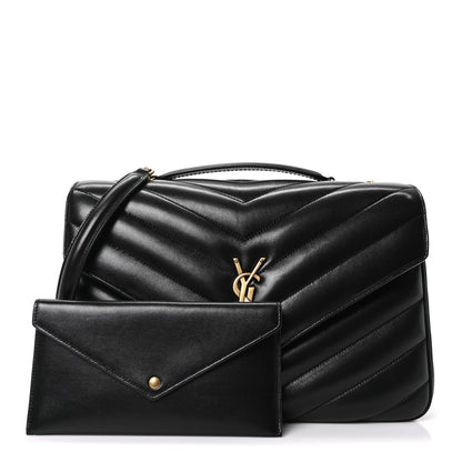 Saint Laurent Lambskin Quilted Monogram Large Loulou Black 3 of 12