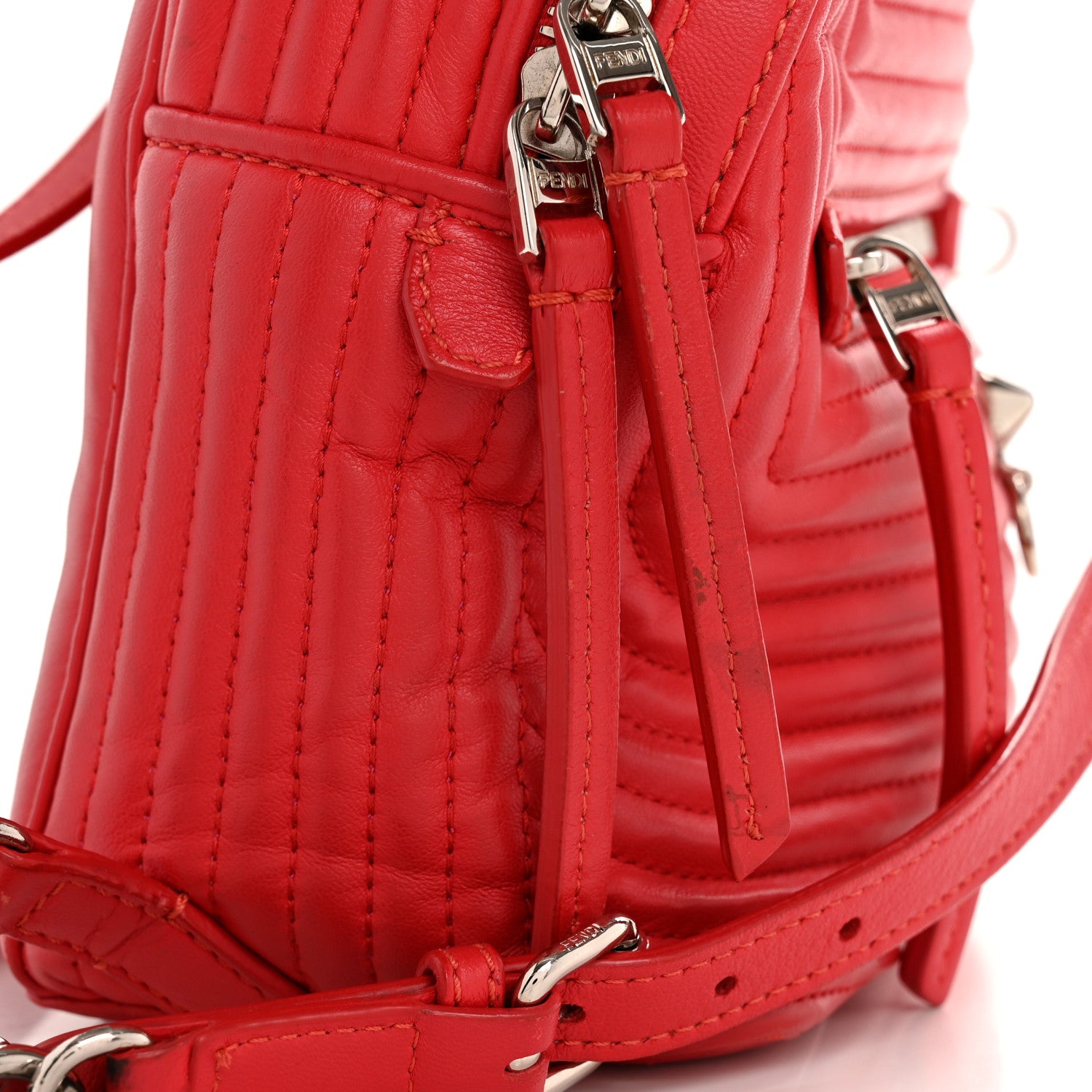 Fendi Shiny Nappa Trapuntata Mini Backpack Papavero 14 of 14