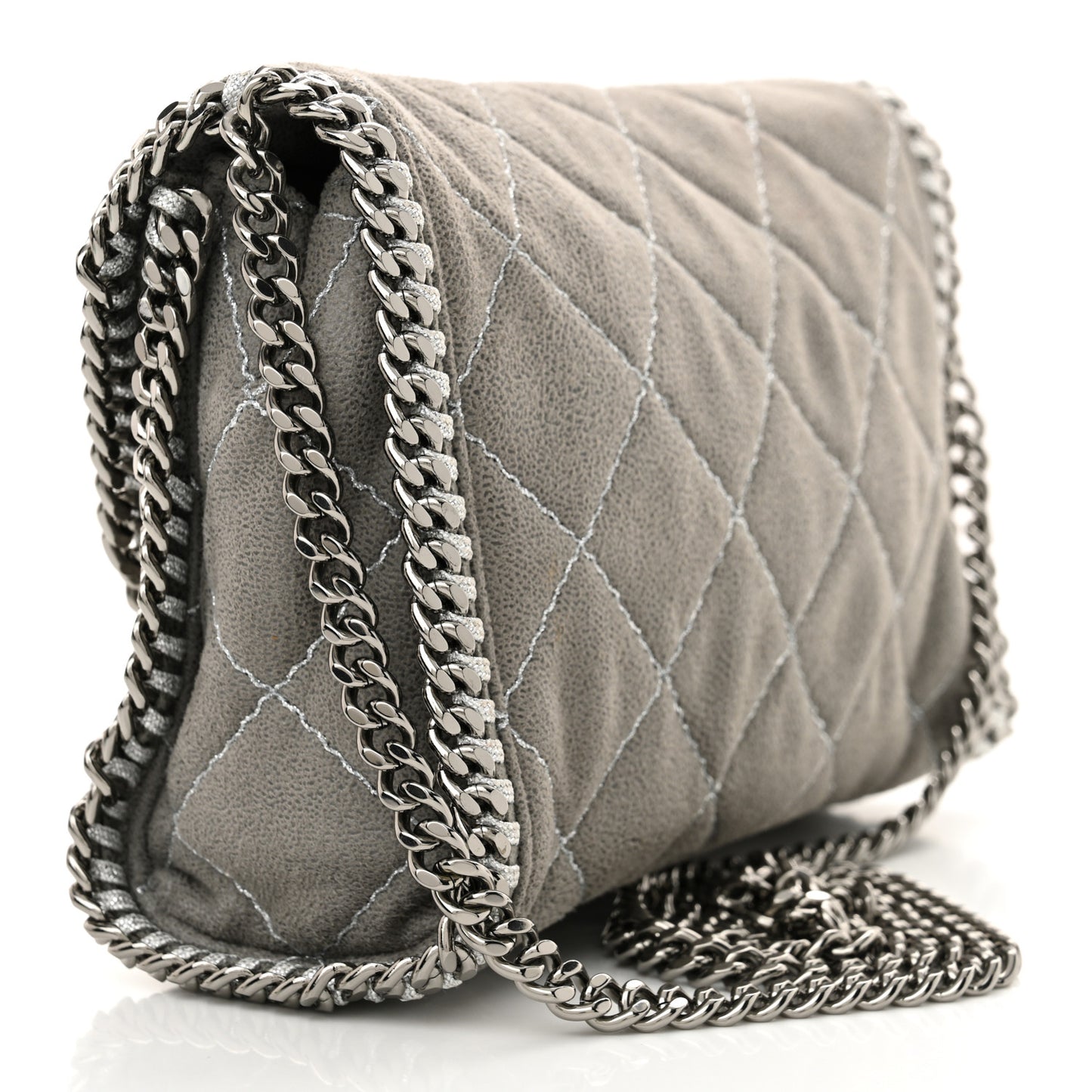 Shaggy Deer Quilted Mini Falabella Tote Grey