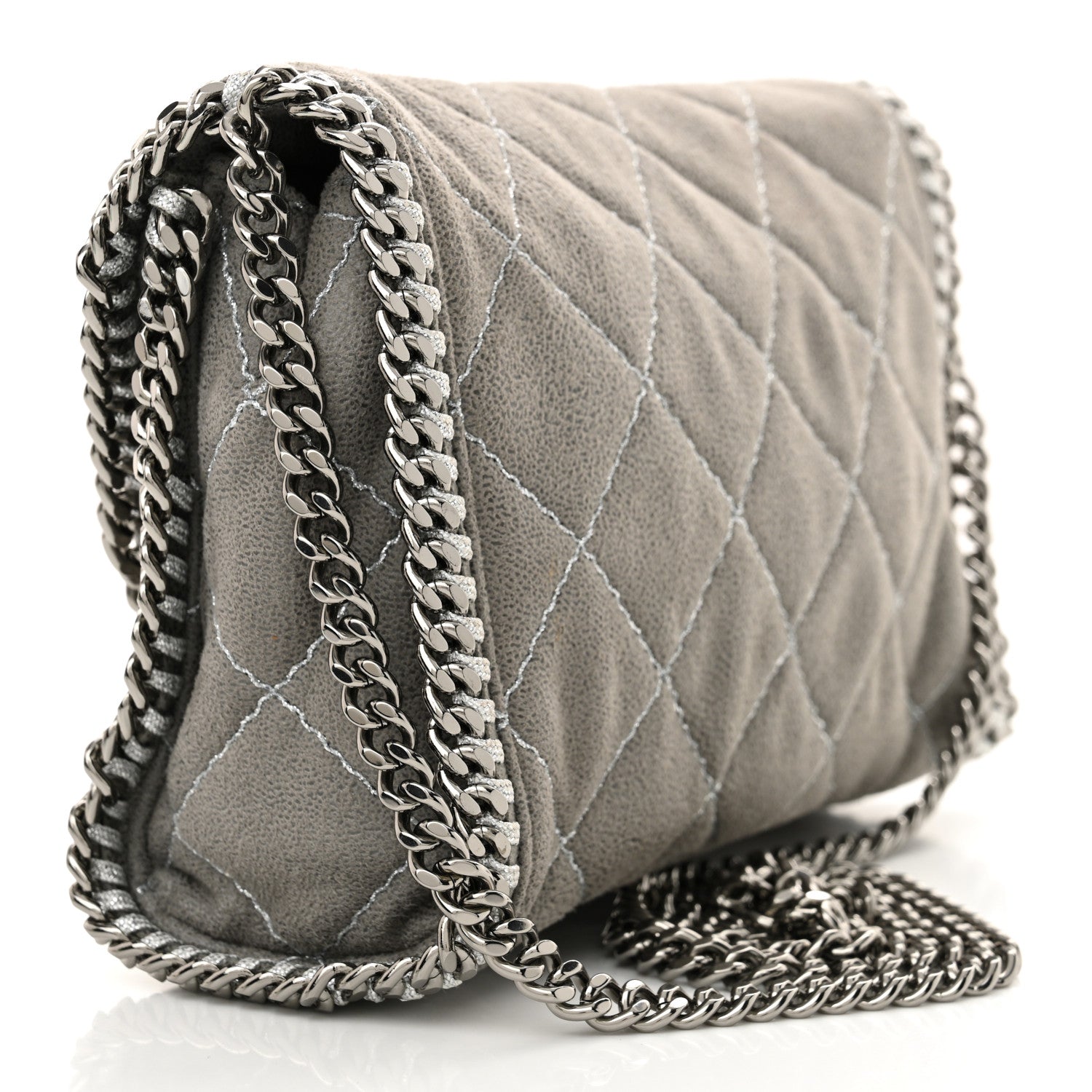 Stella McCartney Shaggy Deer Quilted Mini Falabella Tote Grey 3 of 10