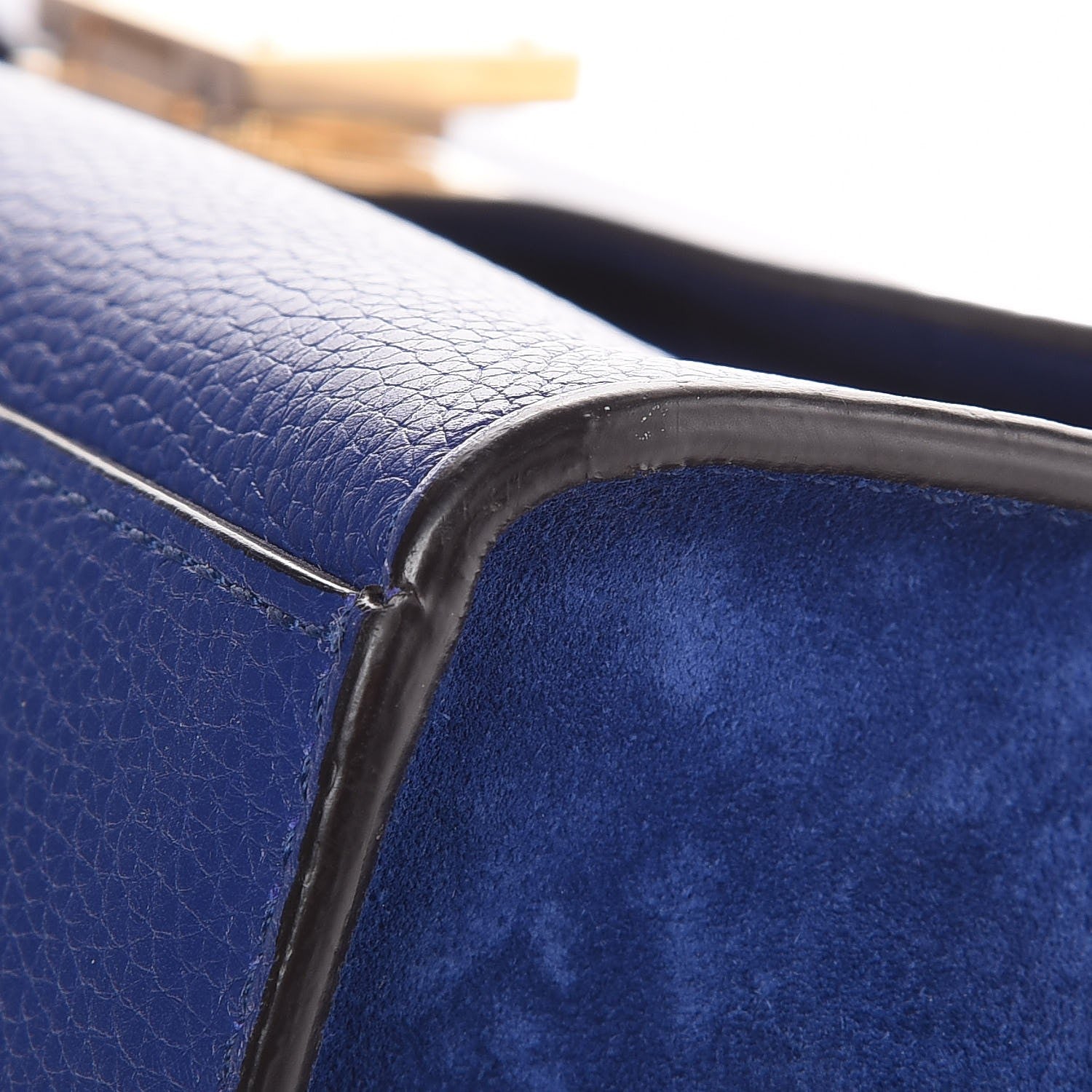 Celine Drummed Calfskin Suede Medium Trapeze Indigo 11 of 12