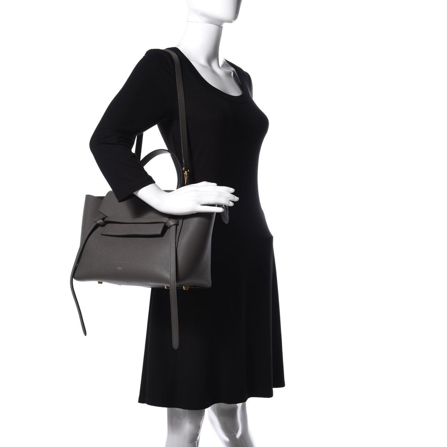 Grained Calfskin Mini Belt Bag Grey