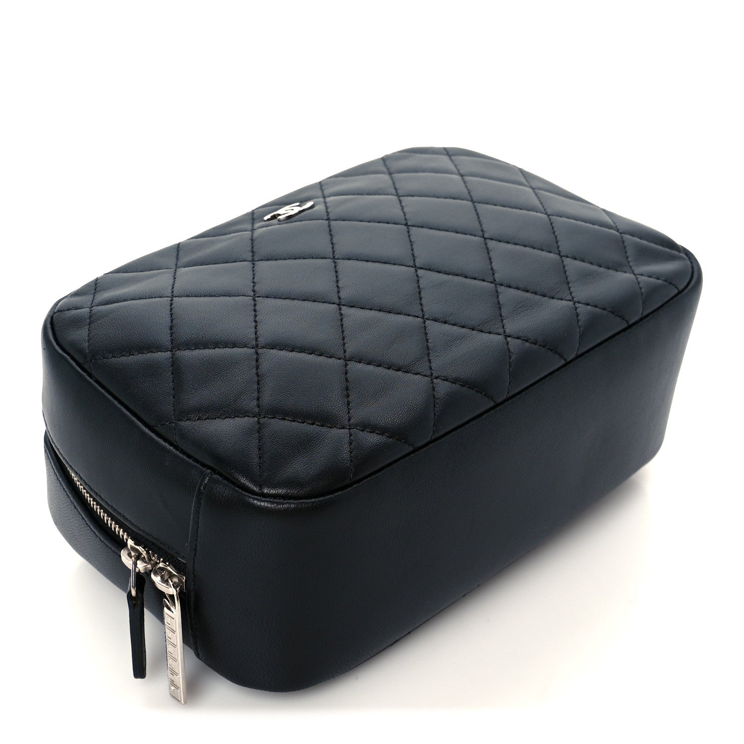 Chanel Lambskin Quilted Medium Curvy Pouch Cosmetic Case Black 4 of 8