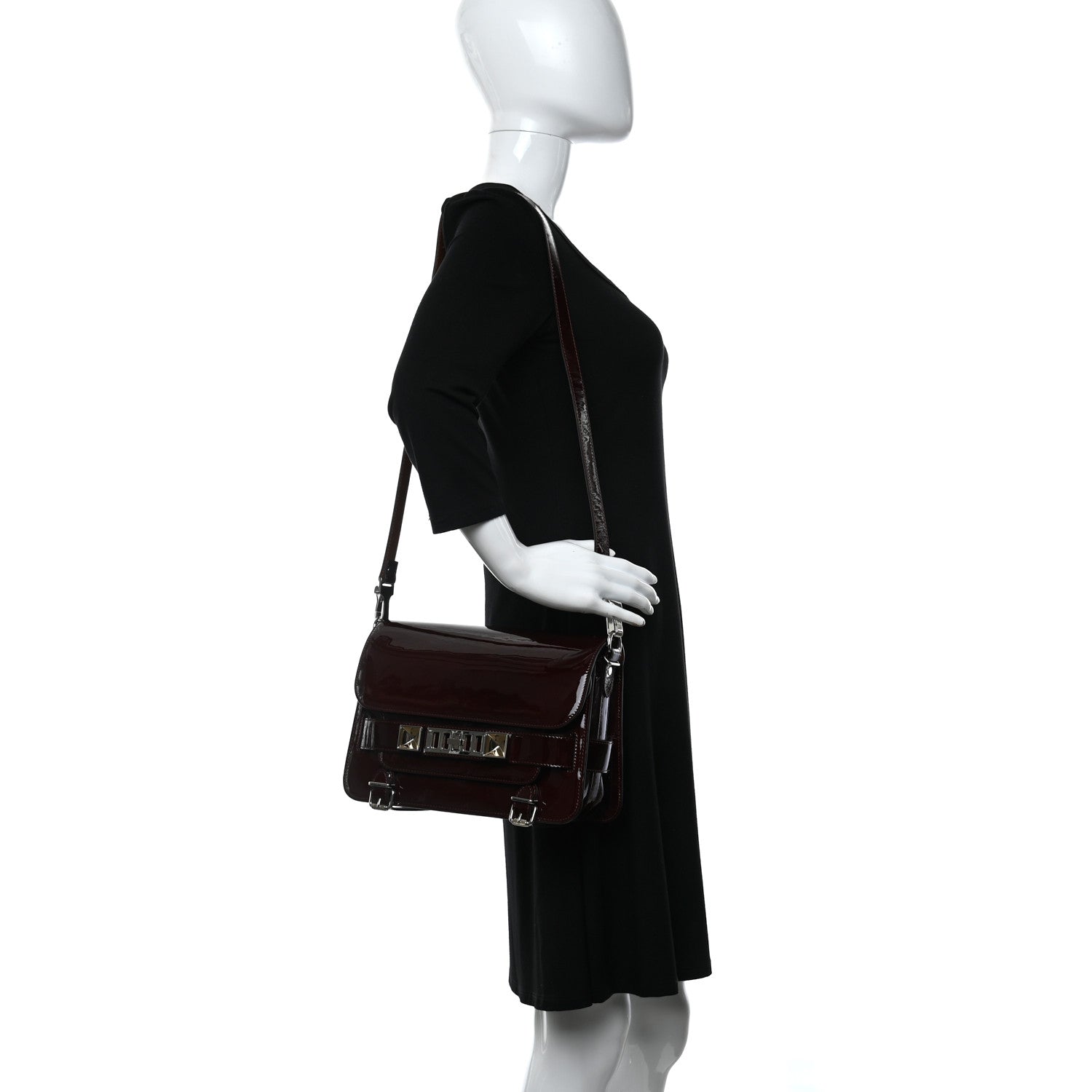 Proenza Schouler Patent Mini PS11 Classic Shoulder Bag Burgundy 2 of 10