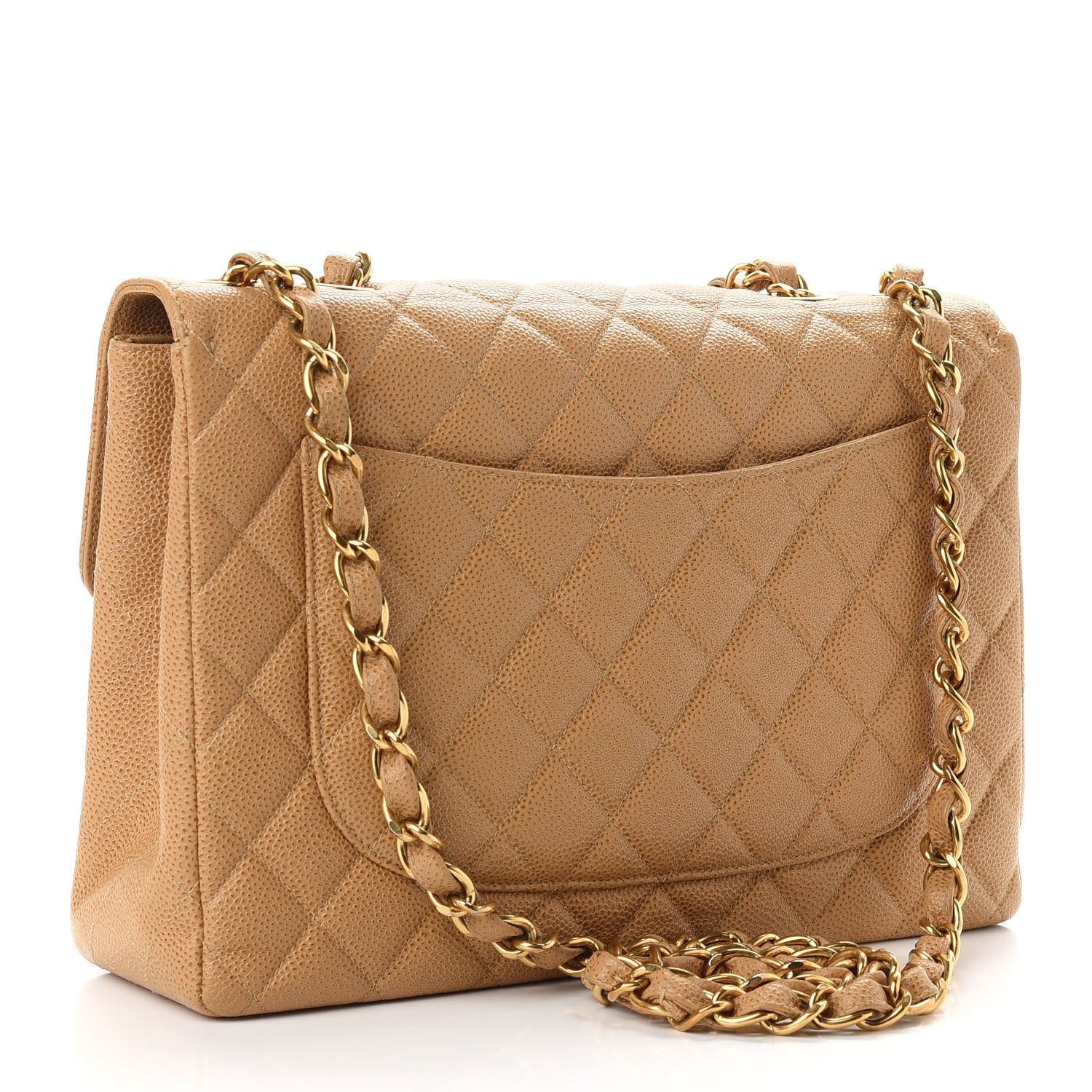 Chanel Caviar Quilted Jumbo Single Flap Beige 3 of 9