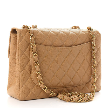 Chanel Caviar Quilted Jumbo Single Flap Beige 3 of 9