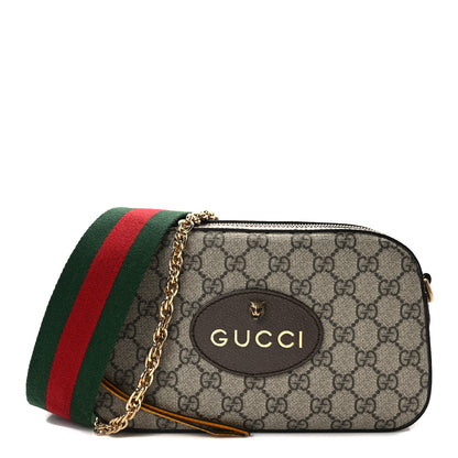 Gucci GG Supreme Monogram Web Neo Vintage Shoulder Bag Beige New Acero Crop 1 of 10